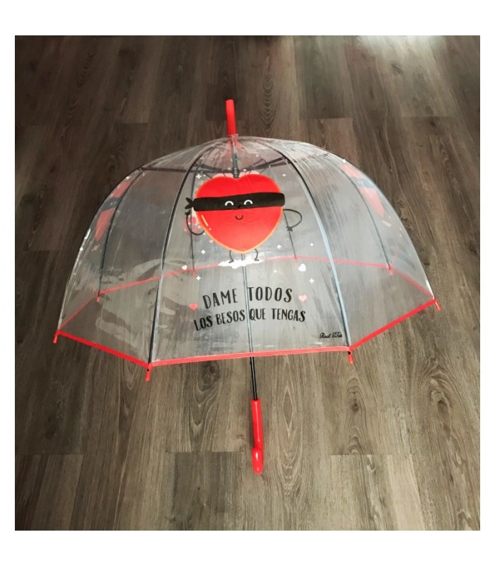 Paraguas con mensaje "Dame todos los...