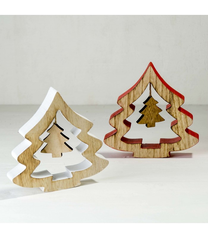 Pack 2 árboles de navidad de madera...