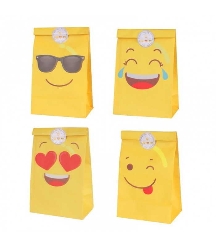 Lote 12 bolsas de papel Emoticonos