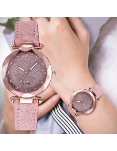 Reloj de cuarzo rosa para mujer